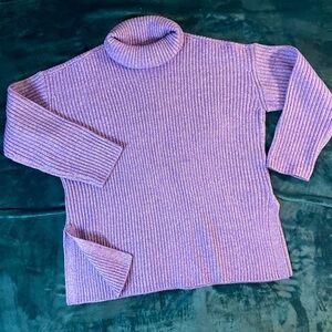 American Eagle Womens Sweater Large Purple Cable Knit Cotton Blend - Tag Removed